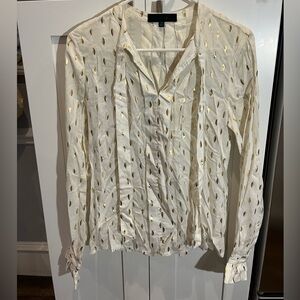 Monarc White blouse with gold pattern xs